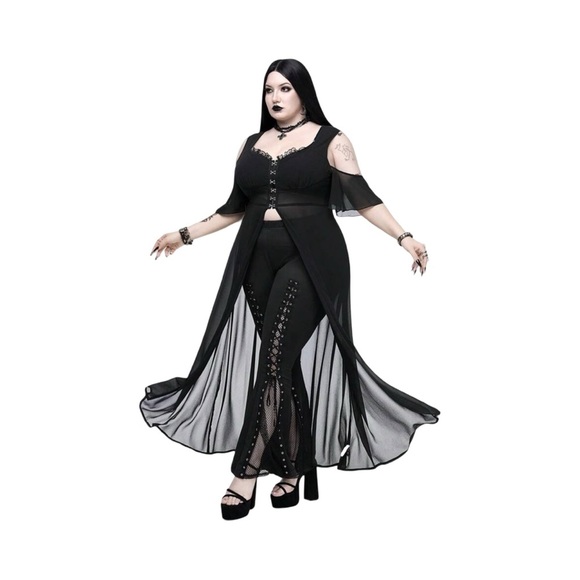 Boho Goth Sheer Lace Chiffon Black - Picture 6 of 9